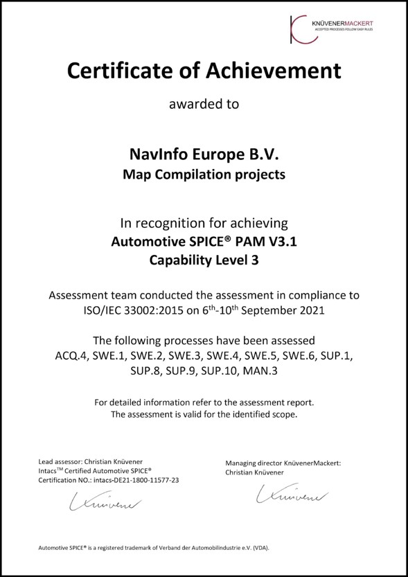 ����������¼���ŷ��ͨ��Automotive SPICE 3����֤